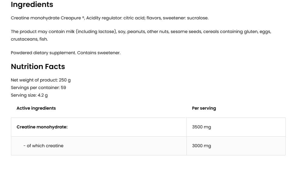 Creatine Monohydrate Creapure 250 g 2
