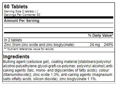 Zinc+Chelate 60 comprimés 2