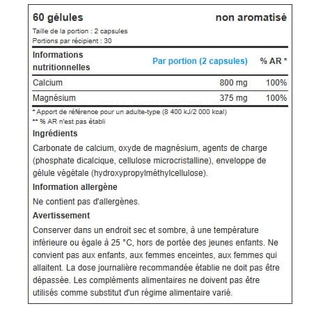 Calcium & Magnesium 60 gélules 2