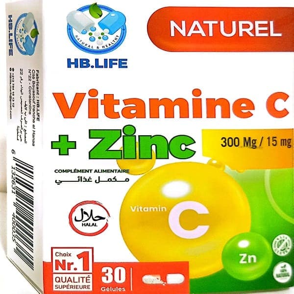 HB LIFE Vitamine C + ZINC 30 Géllules