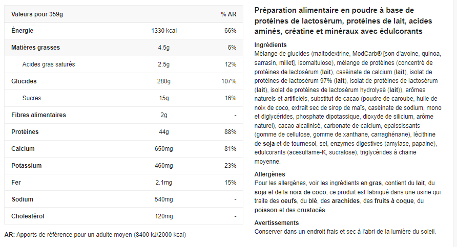 100% Mass Gainer 2,3 kg Muscletech 2