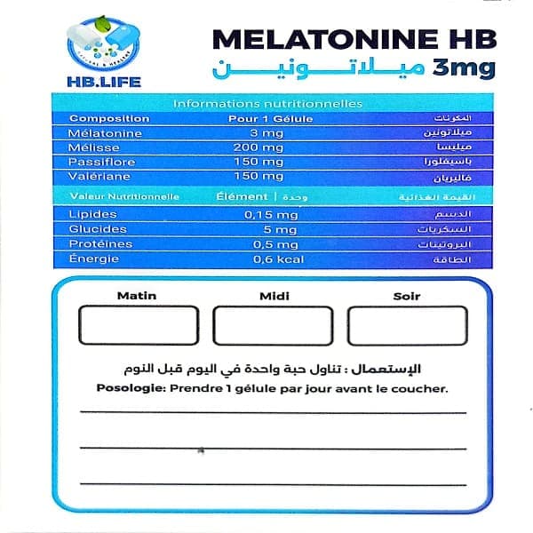 HB LIFE MELATONINE 3 mg 2